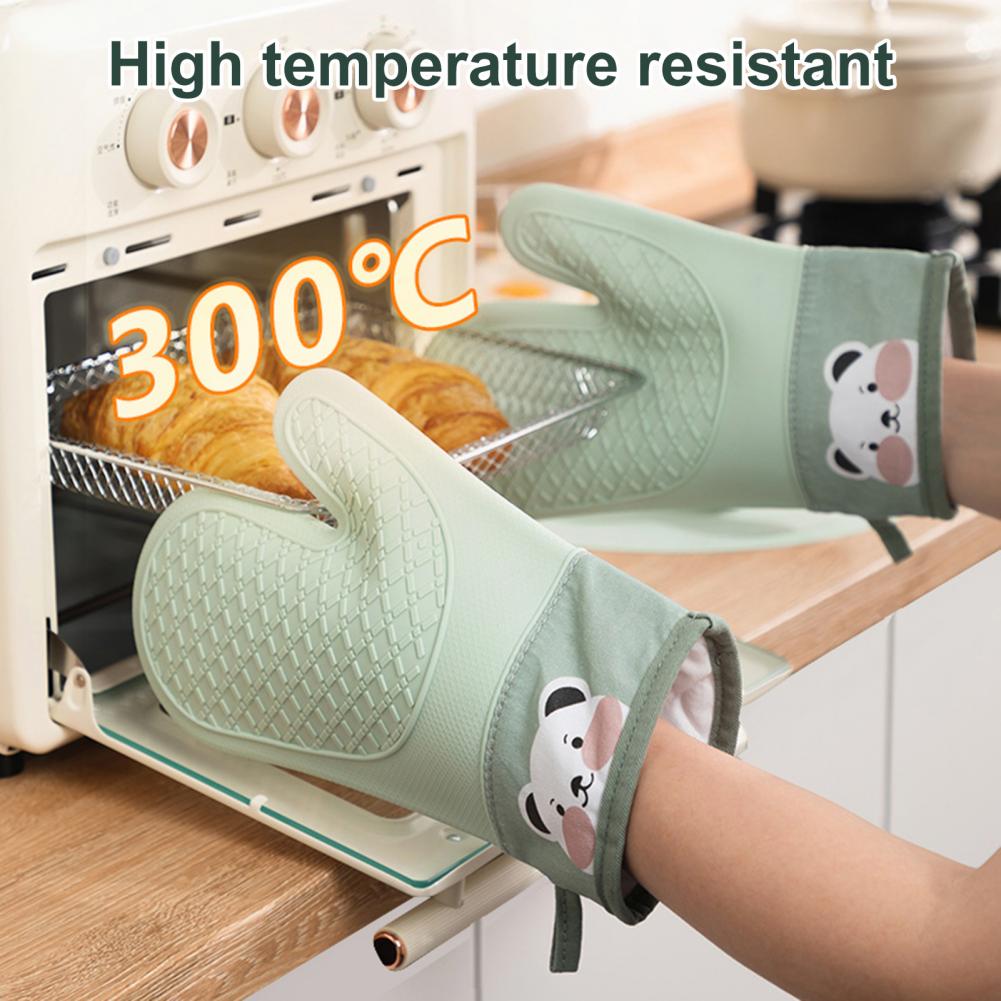 JH Guante de horno resistente al calor: certificado EN407 932 °F, 2 capas  de revestimiento de silicona, guantes de horno para cocinar, cocina