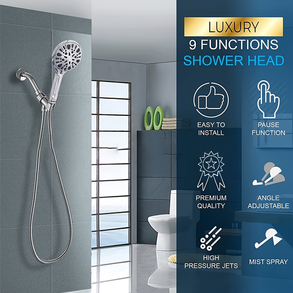 Hand Shower With Turbo Function, With 3-position Adjustable Shower Head,  Pressurized Showerhead For Bathroom, Bathroom Accessories, - Temu