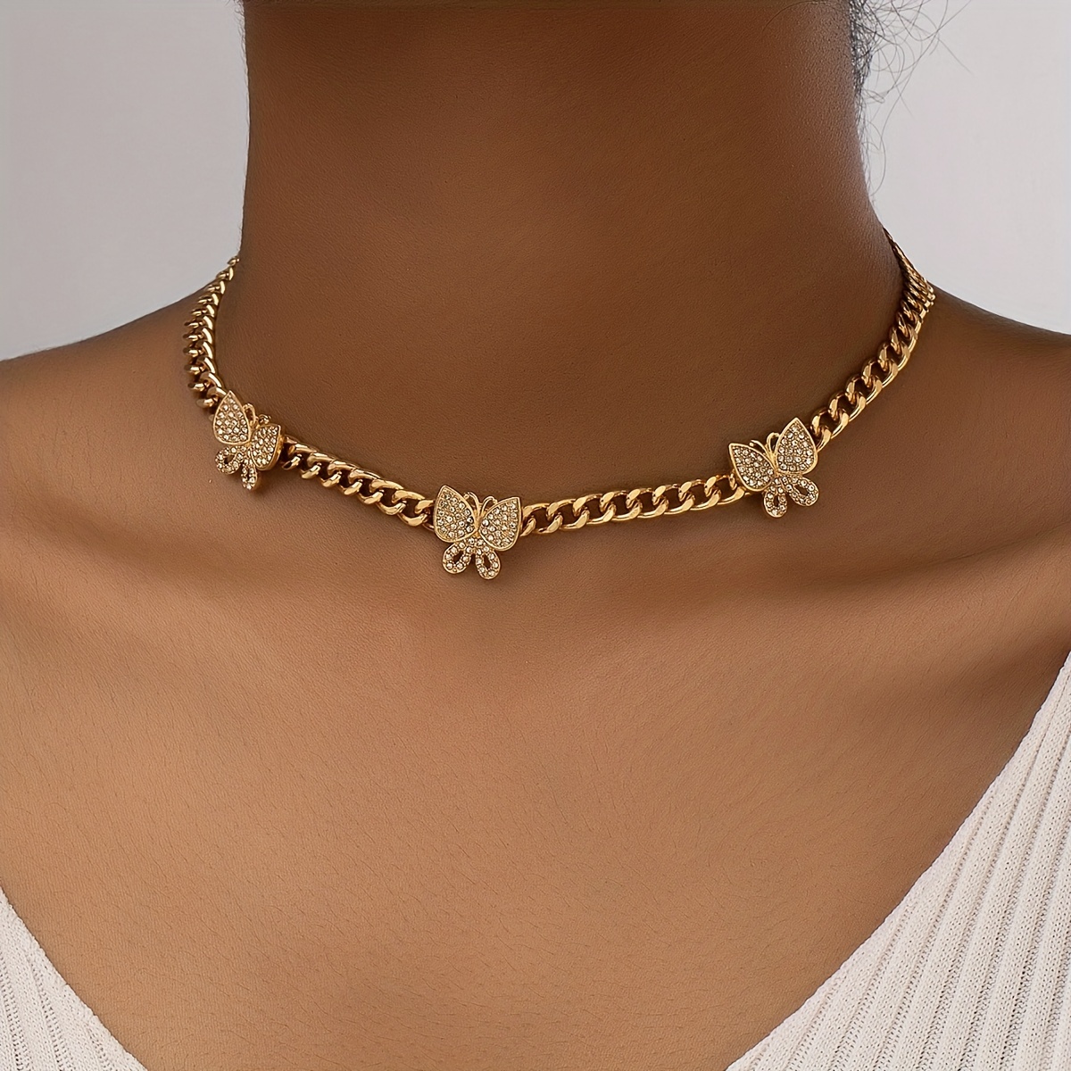 Ladies gold deals choker necklace