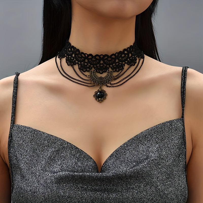 Coquettish Style Lace Flower Choker Necklace Water Drop - Temu