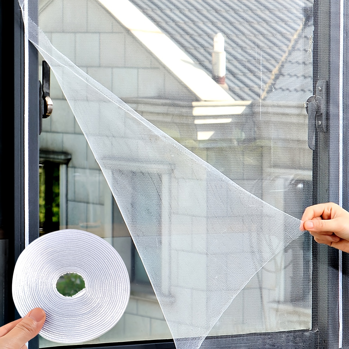 Moustiquaire de fenêtre, rideau de fenêtre auto-adhésif d'été, filet en  maille anti-insectes, rideau Invisible pour décoration de salon - AliExpress