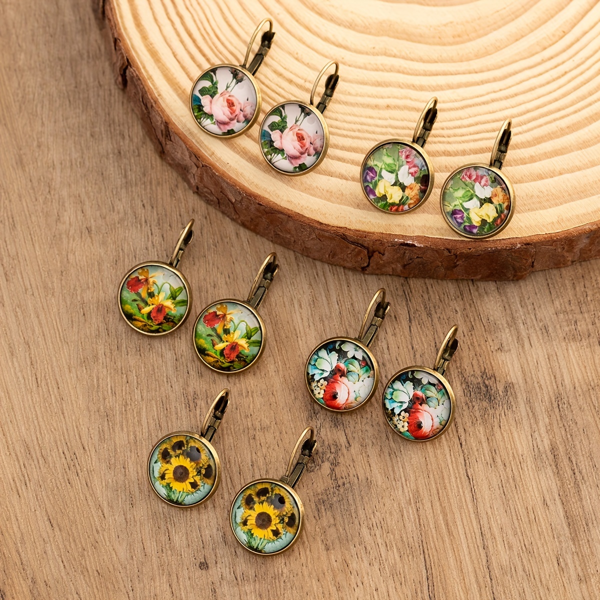 Retro Simple Round Resin Earrings Ear Clips - Temu