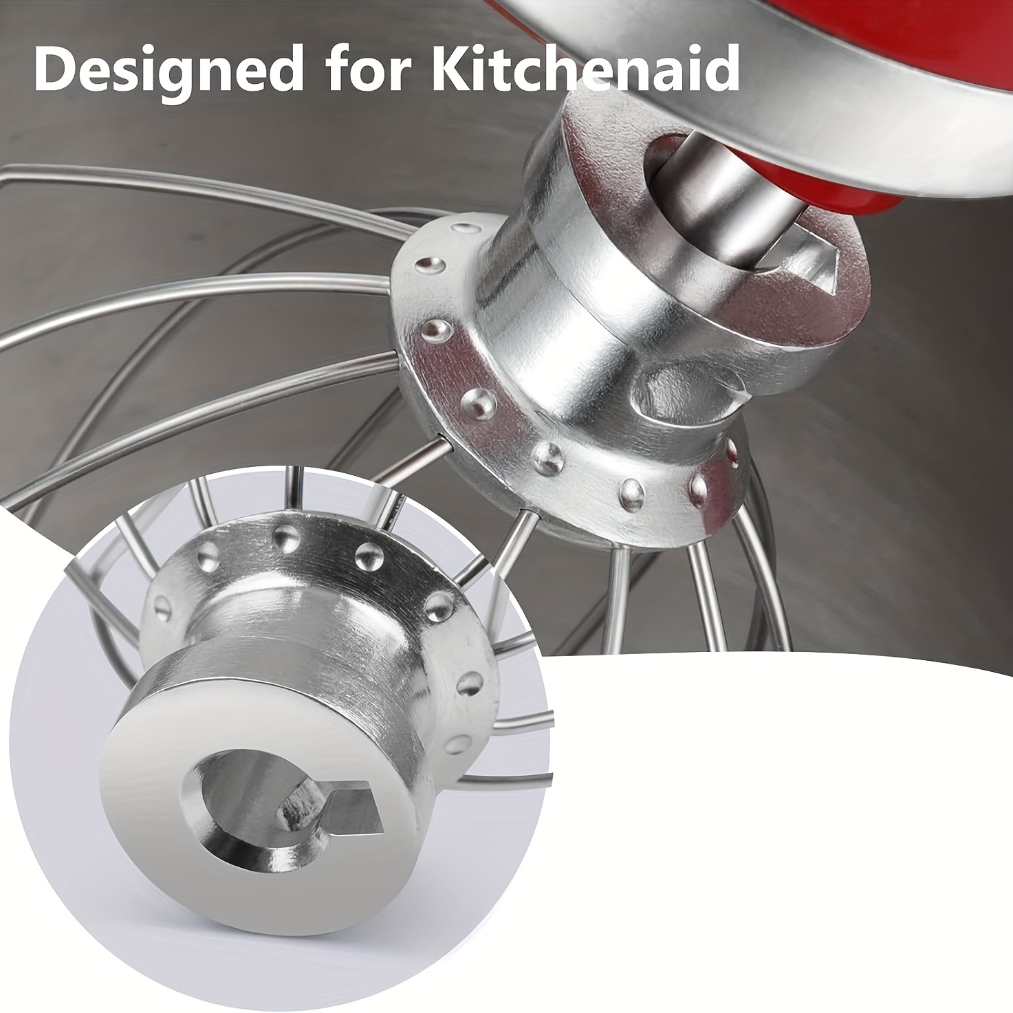 KITCHPOWERR Kn256ww 6-Wire Whip Attachment for KitchenAid 6 Quart Bowl-Lift Stand Mixer Accessory Replacement, Egg Cream Stirrer, Cakes Mayonnaise