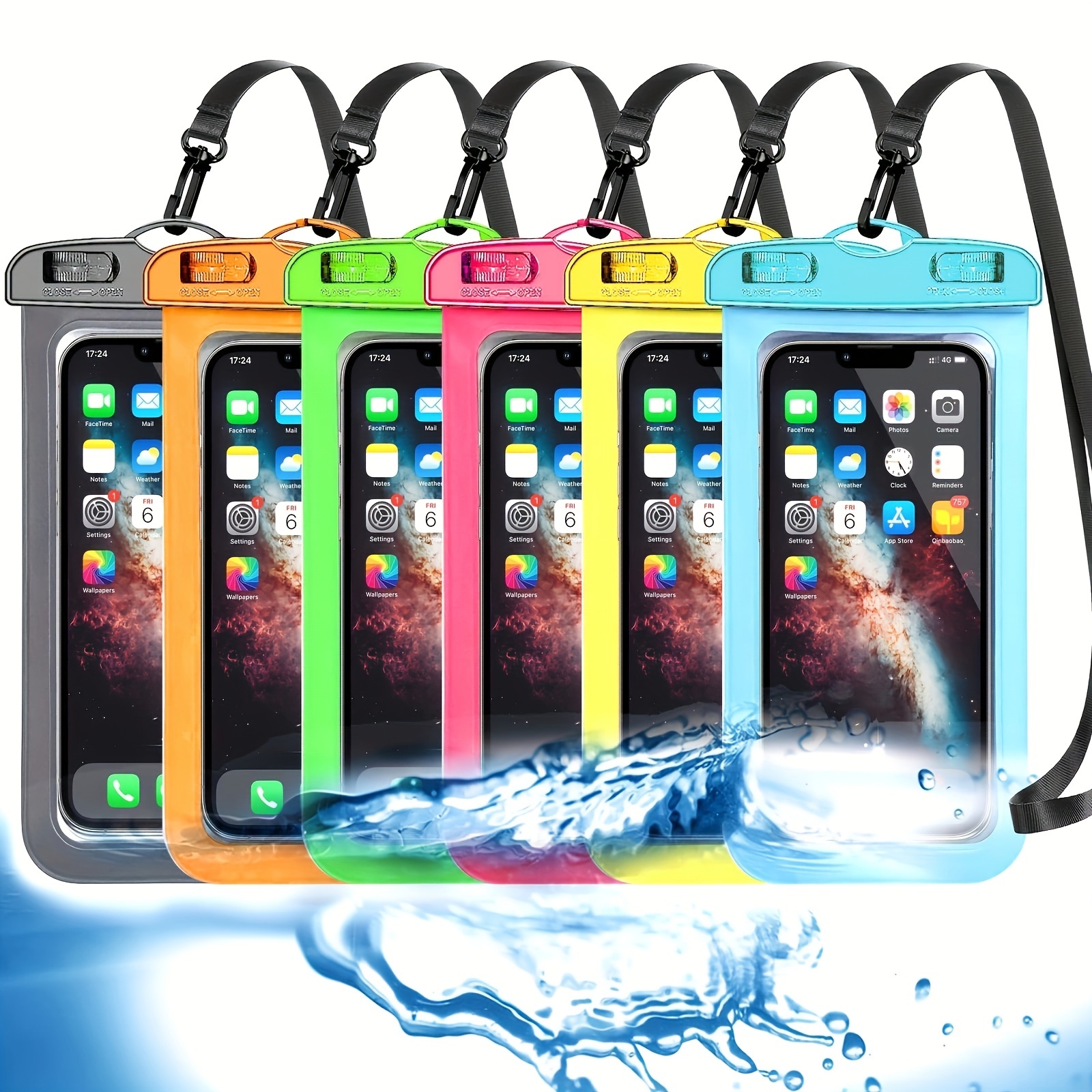 Funda impermeable para teléfono de 7.5 pulgadas, IPX8 flotante bajo el agua  para iPhone 14 13 12 11 Pro Max XS Plus X Samsung, protector de teléfono