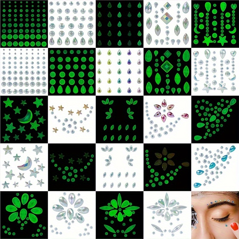 3d Simulated Gemstone Stickers Multi Size Face Green Dark - Temu