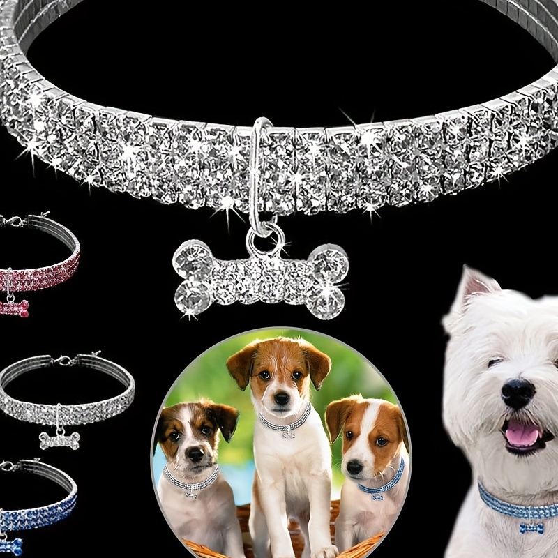 1pcs Pet Collar Rhinestone PU Leather Crystal Diamond Puppy Collar Pet Dog  Collars Pets Supplies Dog Accessories