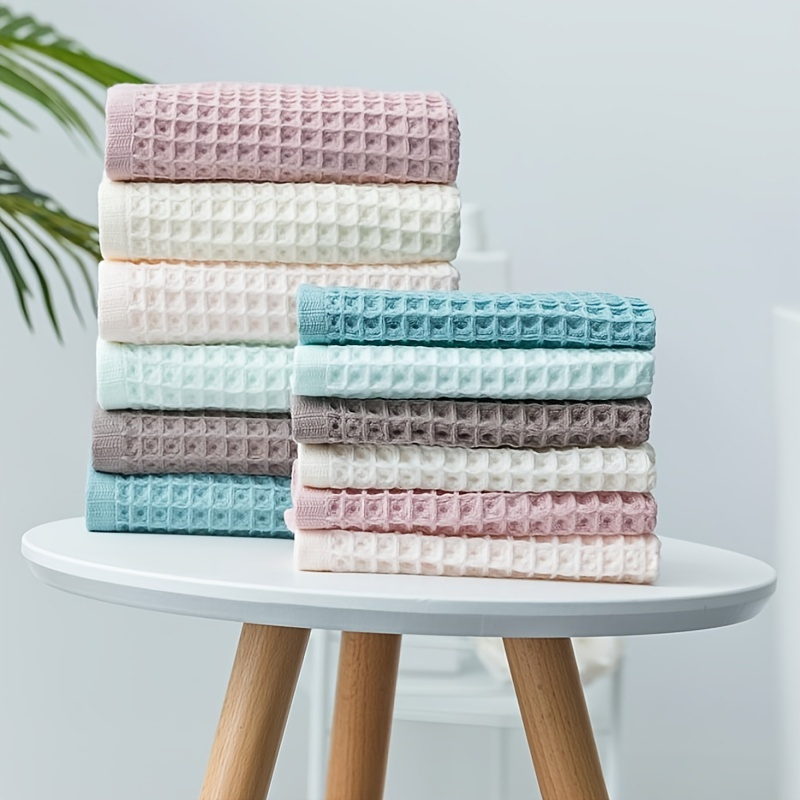 Quick-drying Cotton Waffle Weave Hand Towels - Absorbent And Plush - Temu