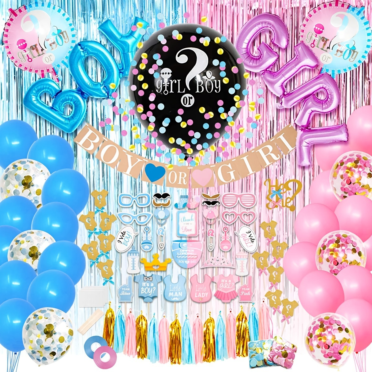 Gender Reveal Party Supplies - (200 Pieces) 36 Inch Reveal Balloon, Boy or  Girl Banner, Mommy To Be Sash, Baby Shower Decorations, Foil Balloons and  Boy Or Girl…