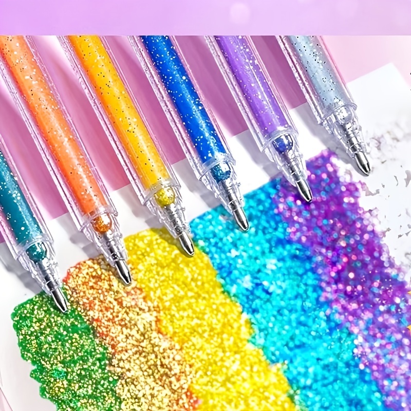 6pcs 3D Colored Gel Pen Glitter Highlighter Marker Journal Suitable For  Markers