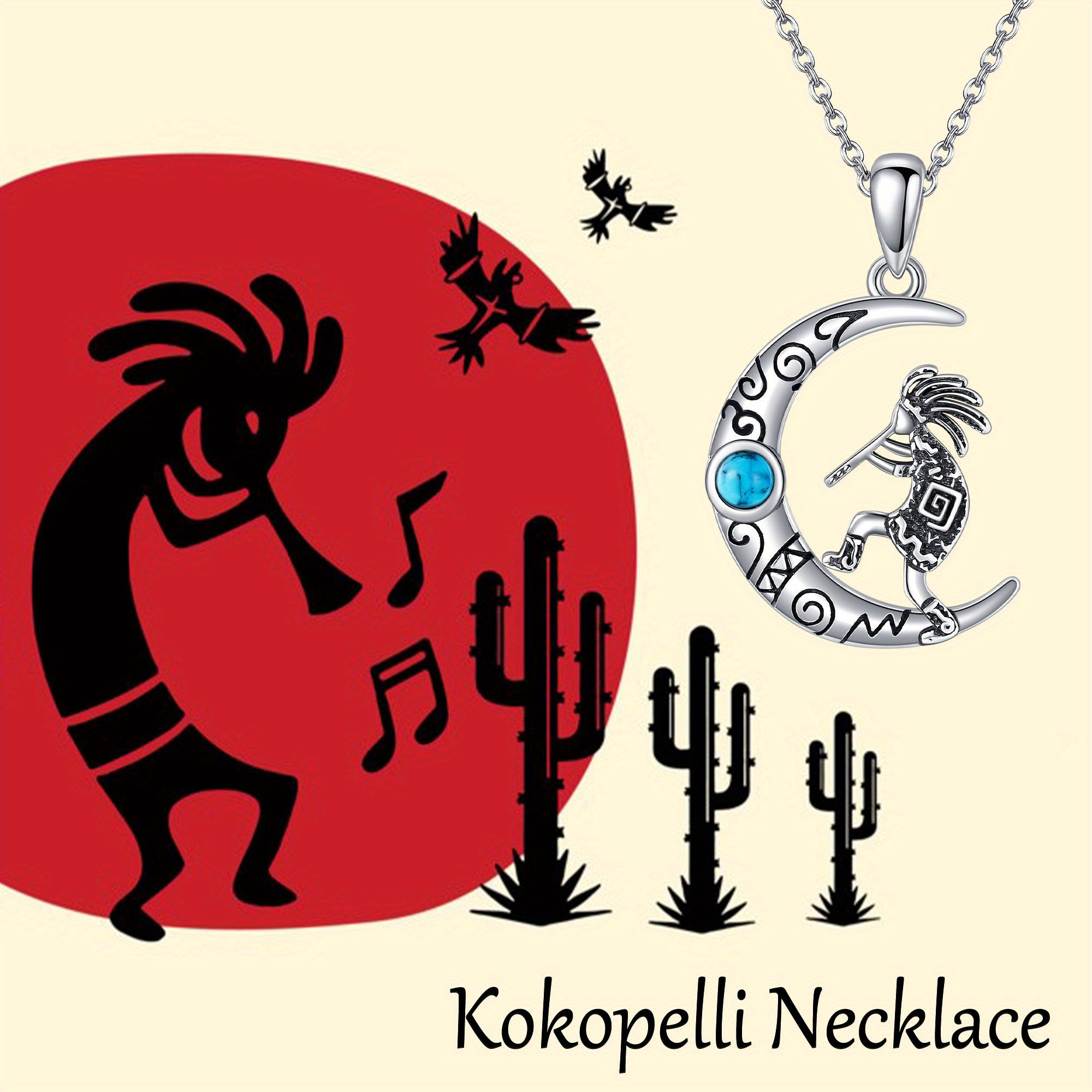 YAFEINI Moon Kokopelli Pendant Necklace, Elegant Design