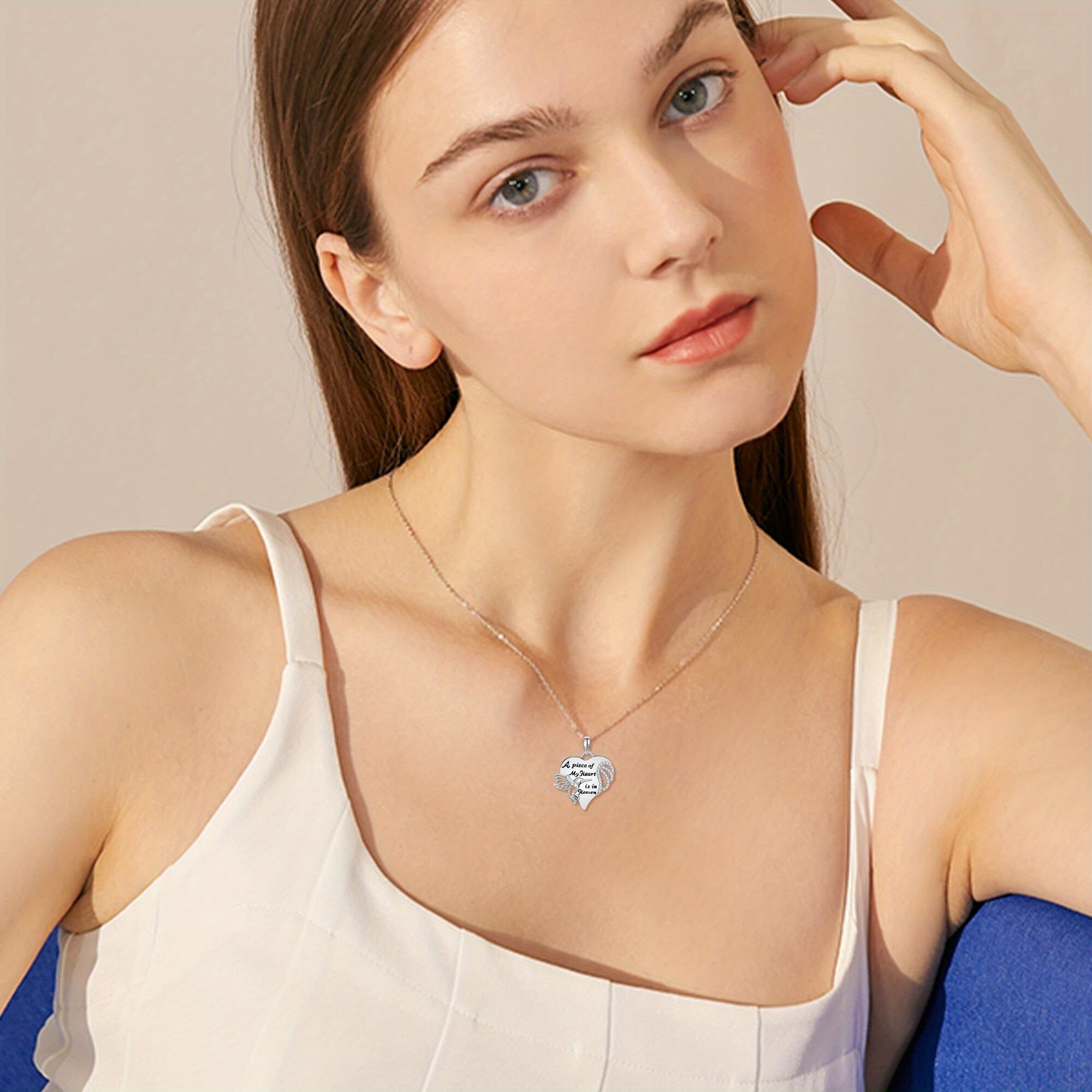 925 Sterling Silver Hummingbird Memorial Necklace