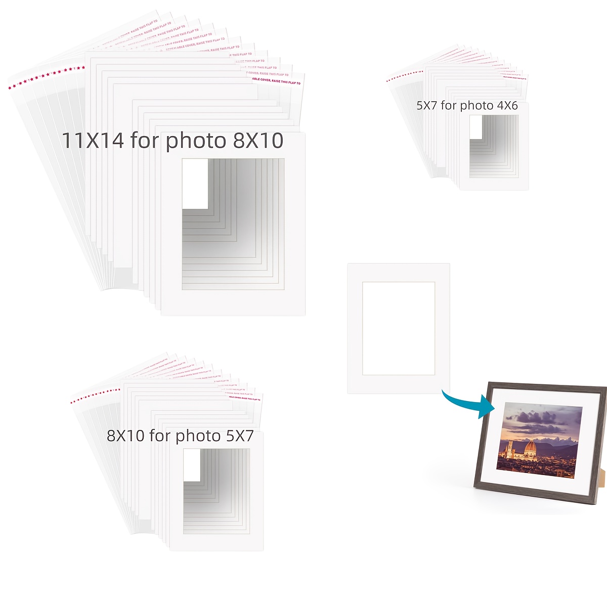 10 Pack White Photo Mats 11x14 for 8x10 with Core Bevel Cut Matte Sets Acid  F
