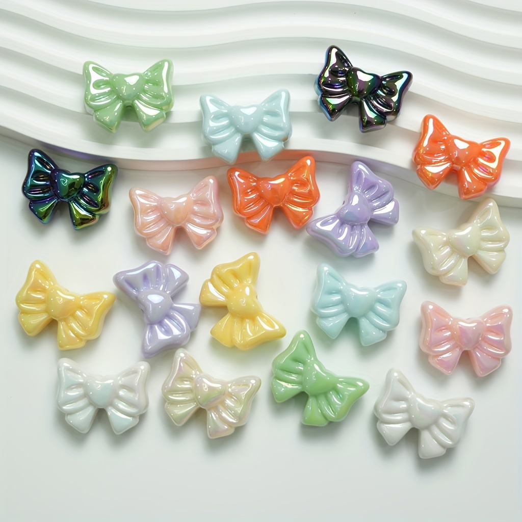 Bow Tie Bead / Acrylic Bow Spacers (8pcs / 13mm x 10mm / Rose Gold) Bi, MiniatureSweet, Kawaii Resin Crafts, Decoden Cabochons Supplies