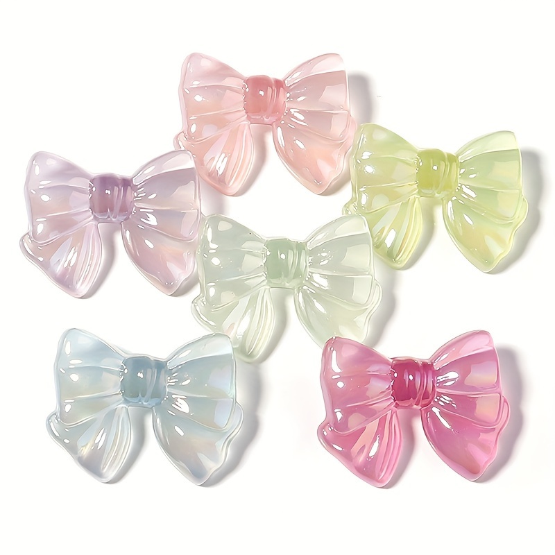 Multicolor Bow Beads, Acrylic Ribbon Bow Beads, Pastel Bow Beads, Mixed  Colors Plastic Beads 1498 