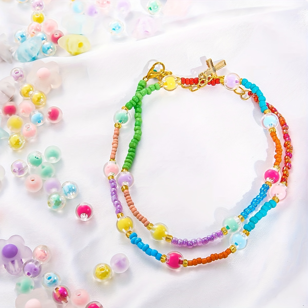 Crown Silicone Beads Random Mixed Color Rainbow Shape Double - Temu