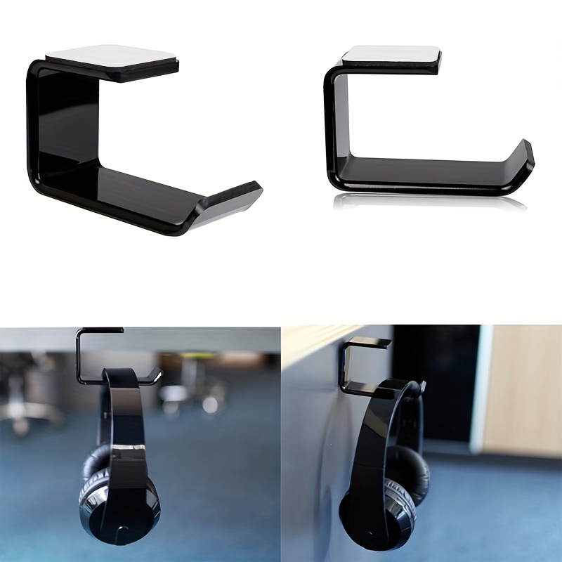 Stand Up Desk Store Clamp-On Under Desk Headphone Hanger, Backpack Hook, and Purse Holder - Black