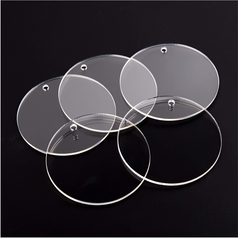 144pcs Blank Acrylic Keychain, Transparent Circular Acrylic Bulk DIY Handicraft Production, with Card Holder Plastic Bag, Vinyl Keychain,Temu