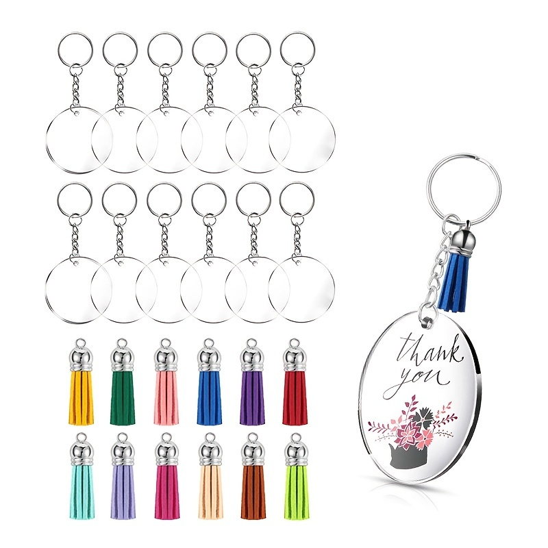 Acrylic Keychain Blanks, Round Clear Keychains For Vinyl Kit With