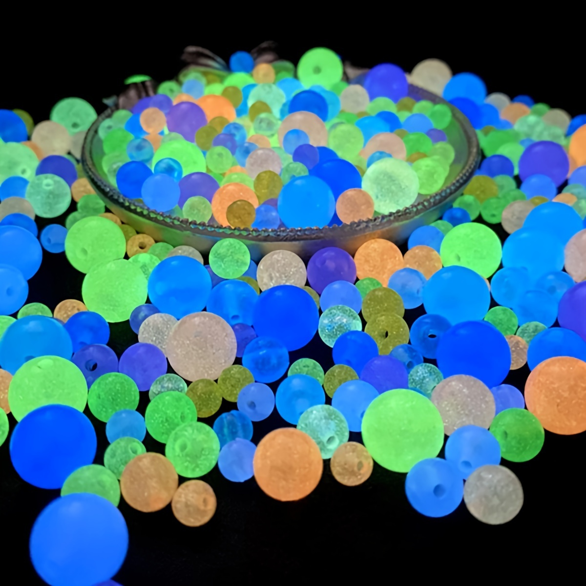 Glow In The Dark Beads Small Round Matte Sea Glass Beads For - Temu