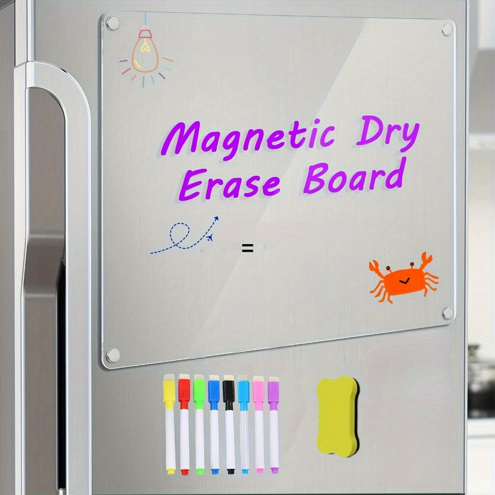 Magnetic Dry Erase Board for Fridge Whiteboard, Small Dry Erase Board 12x9  White Board Marker Set With 4 Markers 1 Dry Erase Eraser, Portable Magnet