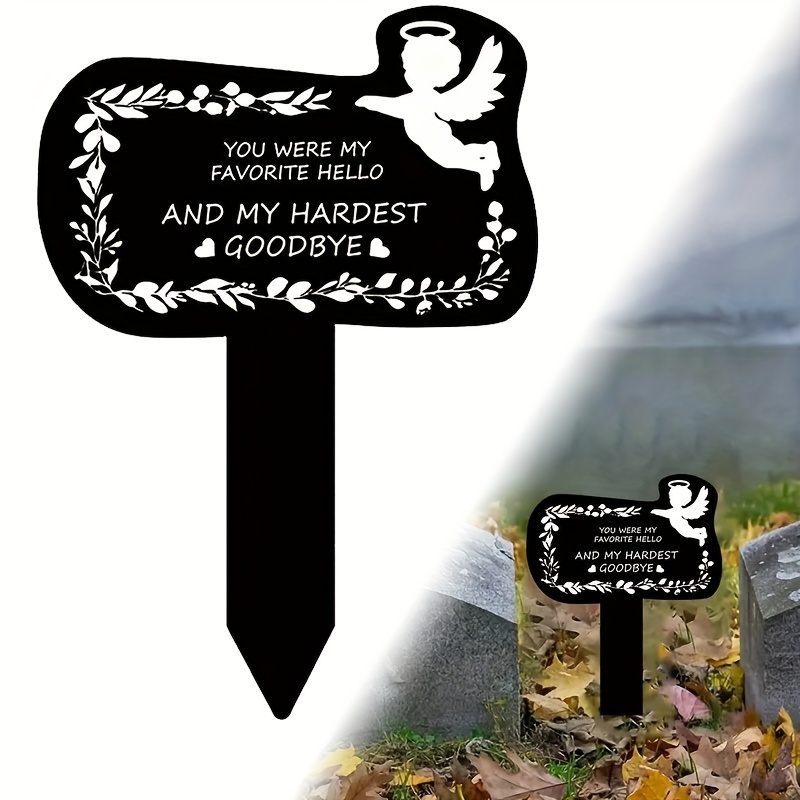  OriginDesigned Placa conmemorativa personalizada con estaca:  añade tu foto y texto, marcador de tumba para exteriores (tamaño grande) :  Patio, Césped y Jardín