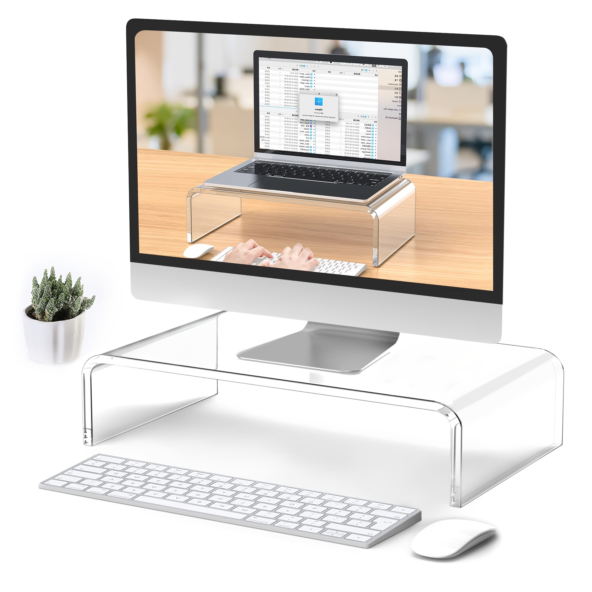 Soporte de Monitor de escritorio multifunción, estante de madera para  ordenador portátil, TV, Notebook, 48x20x12,3