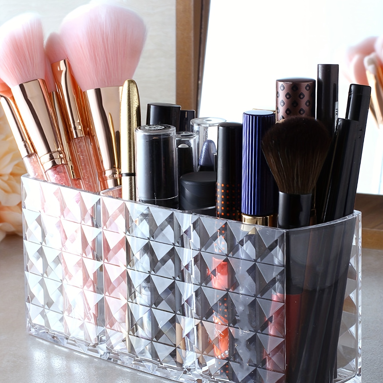 1pc 26 Holes Makeup Brush Holder Clear Acrylic Eyeliner Lip Liner