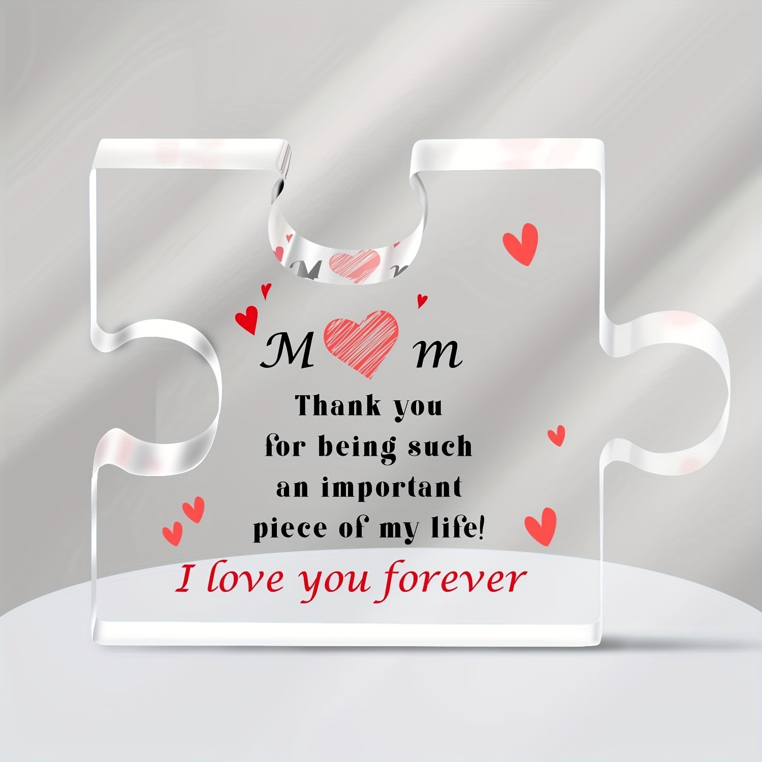 VELENTI Birthday Gifts for Mom - Engraved Acrylic Block Puzzle Mom Present 4.1 x 3.5 inch - Cool Mom Presents from Daughter, Son, Dad - Heartwarming