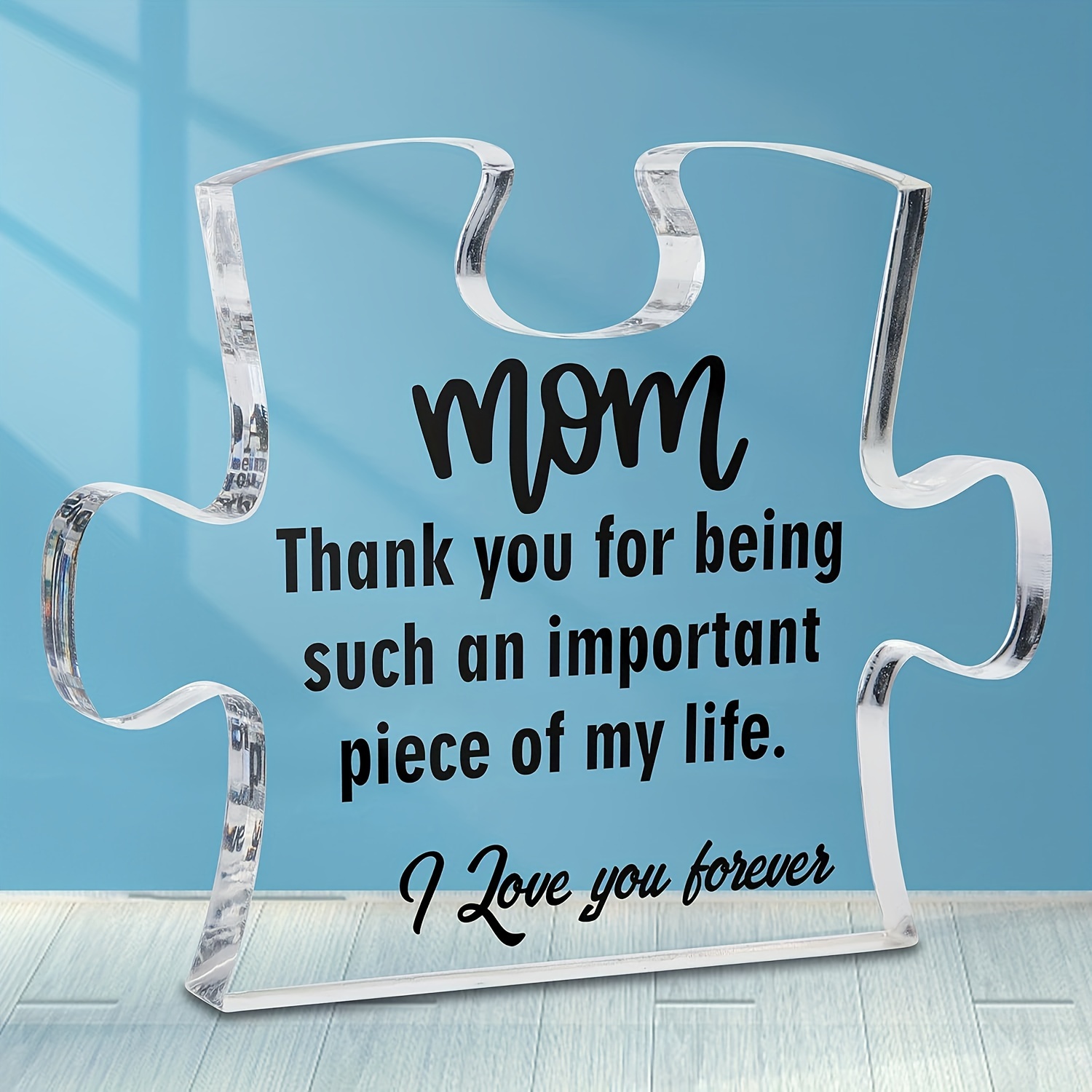 VELENTI Birthday Gifts for Mom - Engraved Acrylic Block Puzzle Mom Present 4.1 x 3.5 inch - Cool Mom Presents from Daughter, Son, Dad - Heartwarming