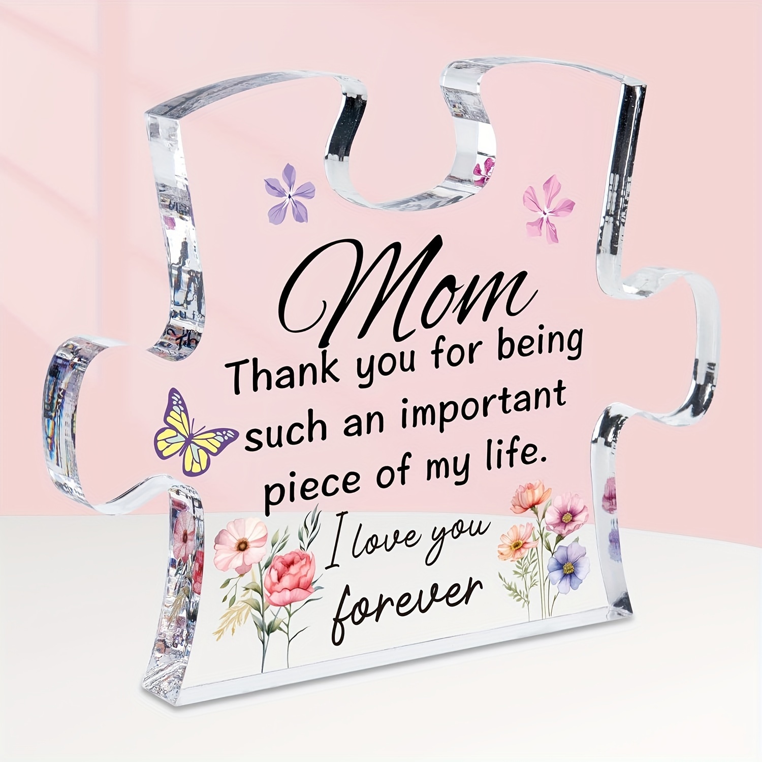 VELENTI Birthday Gifts for Mom - Engraved Acrylic Block Puzzle Mom Present 4.1 x 3.5 inch - Cool Mom Presents from Daughter, Son, Dad - Heartwarming