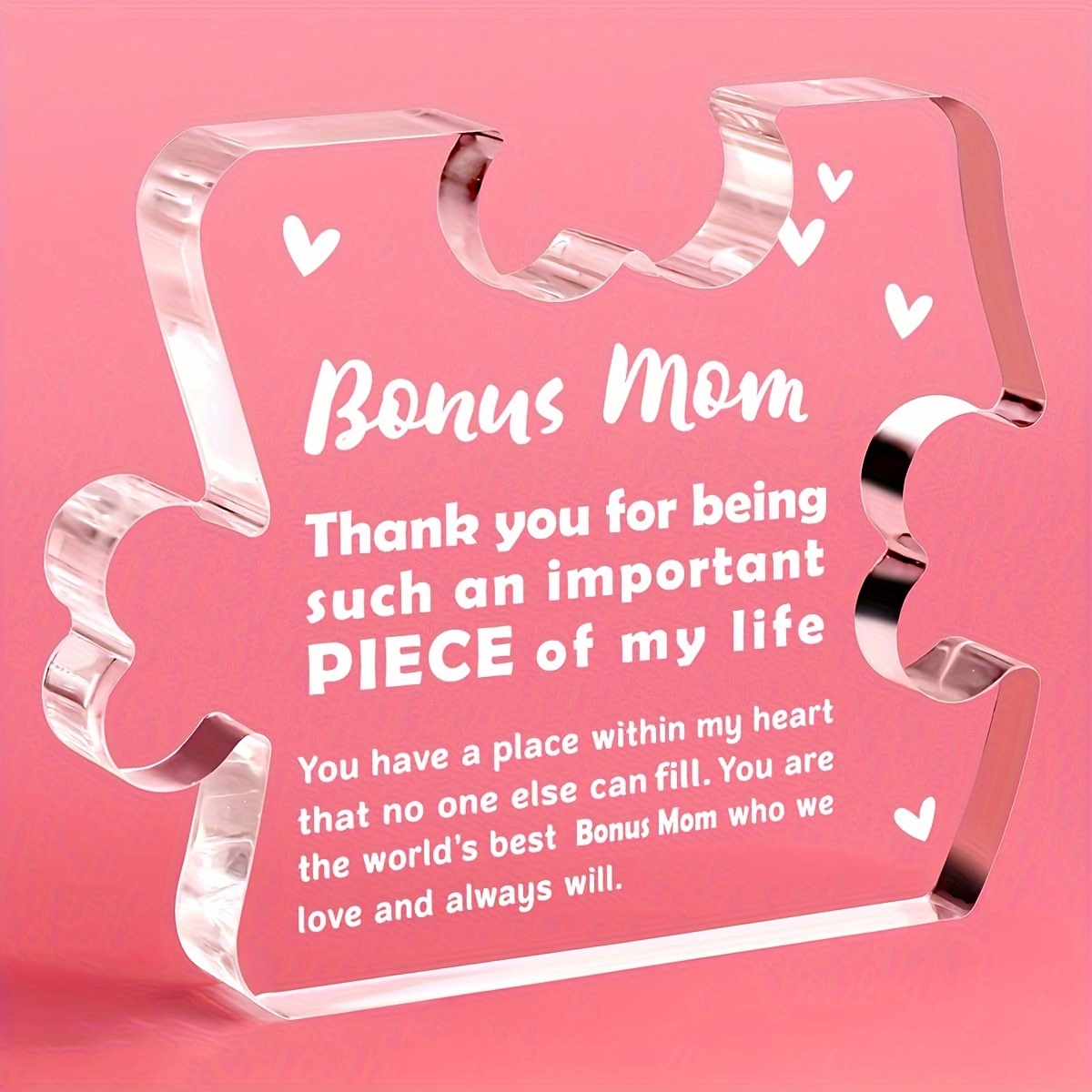 Step Mom Gift Ideas for Bonus Mom Second Mom Mother in Law Gifts from Step  Daughter Stepdaughter Stepson Gift, Clear Acrylic Heart Keepsake Stand