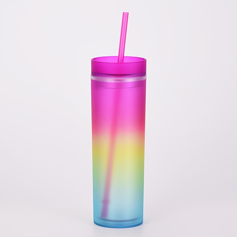 Skinny Acrylic Tumbler With Lid And Straw, Matte Pastel Colored Reusable Plastic  Cups, Bpa Free, - Temu