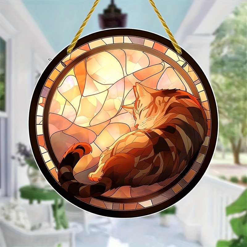 Unique Handcrafted Peeking Black Cat Stained Glass - Temu