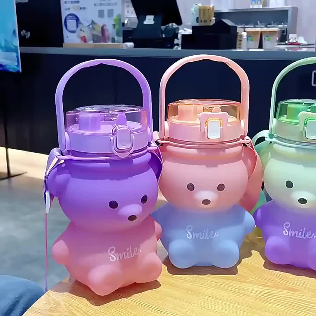 1pc Purple Multifunctional Cartoon Bear Patterned Silicone Bottle