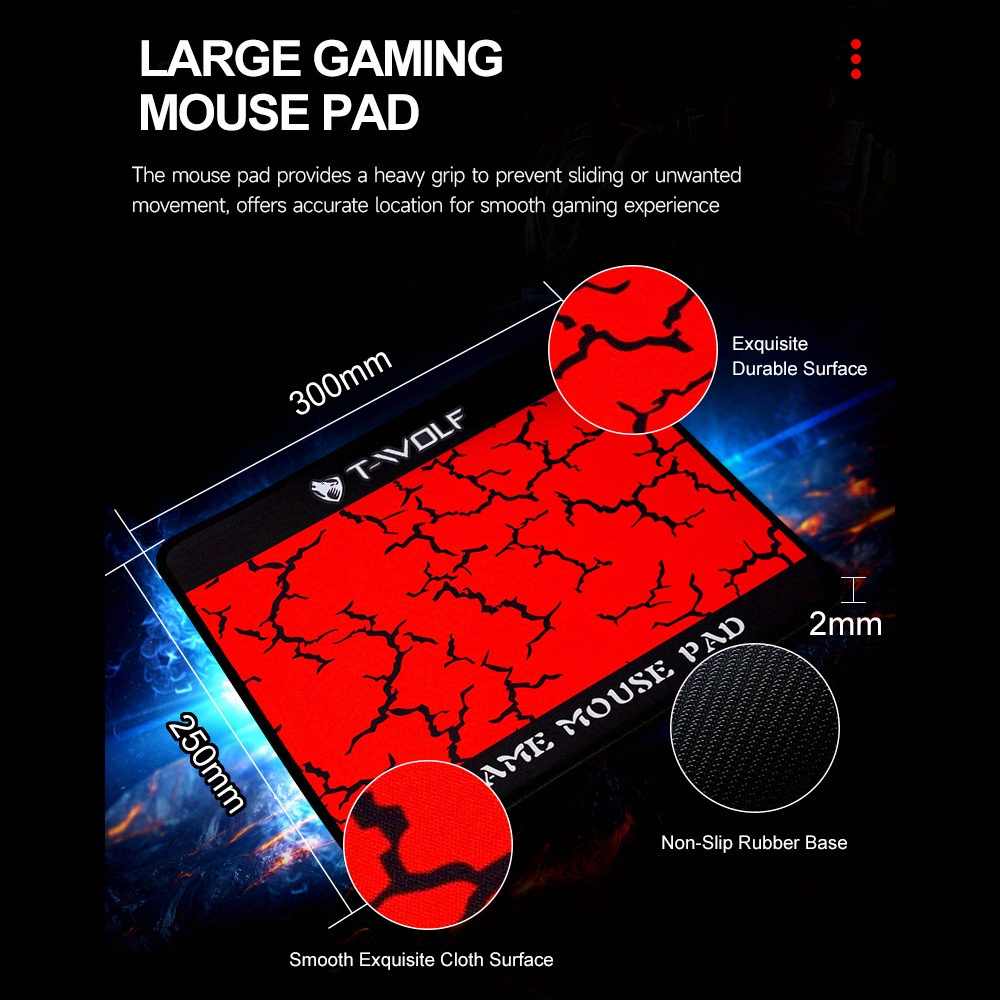 T-WOLF TF800 Four-piece Gaming Combo 104 Keys Keyboard 4-color Breathing Light Mouse 3.5mm Gaming Headset Anti-slip Mouse Pad