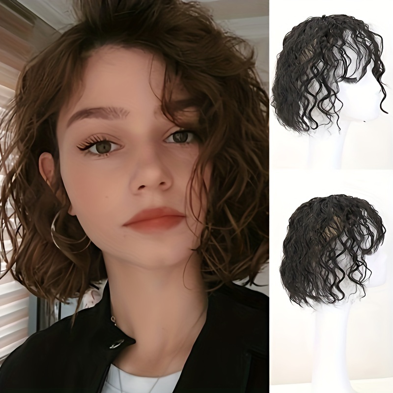 Short Curly Wavy Hair Toppers Patch Clip In Hair Pieces - Temu