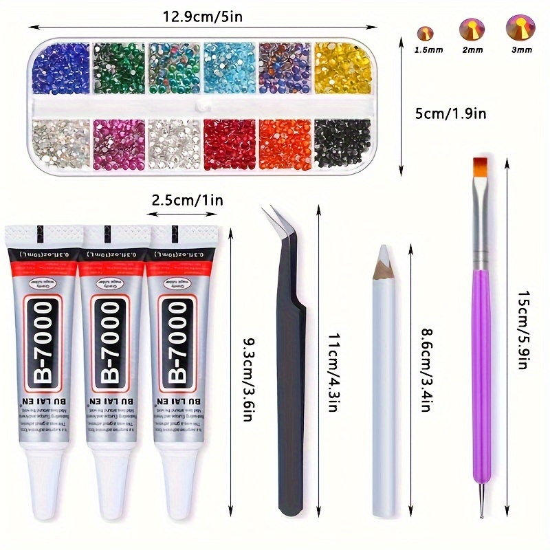 B7000 Jewelry Adhesive Glue with Rhinestones for Crafts, 2100Pcs