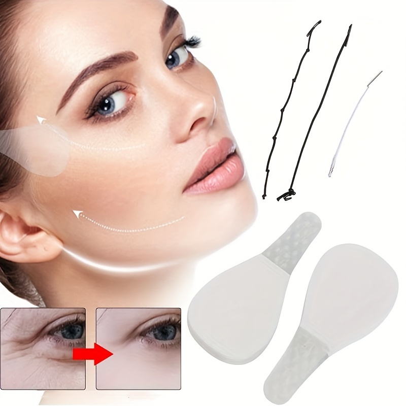 40 Pcs Face Tape Lifting Invisible with String for Wrinkles, Jowls, Neck,  Eye, Waterproof High Elasticity V Shape Lift Tape Stickers, Instant Makeup