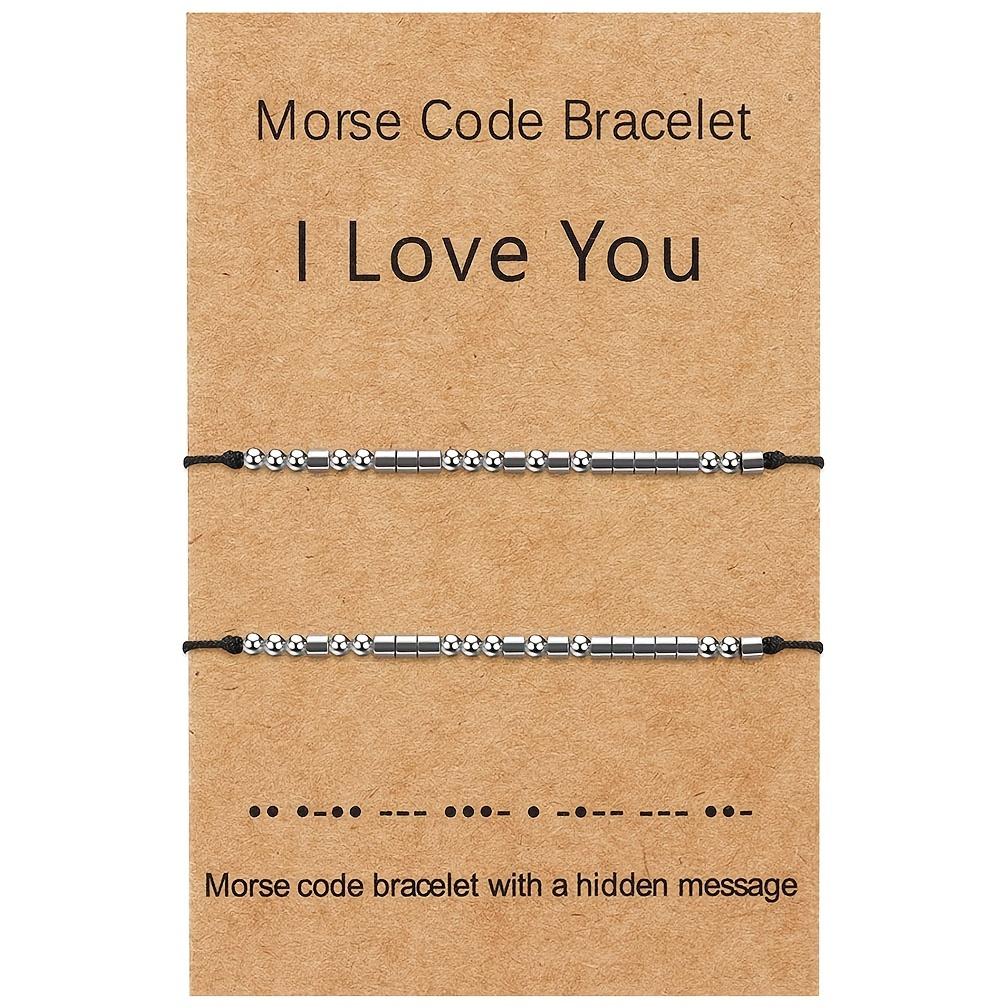 Fearless Meaning Morse Code Bracelet Copper Beads Minimalist Rope Bracelet Inspirational Gifts 1 Pc,Temu