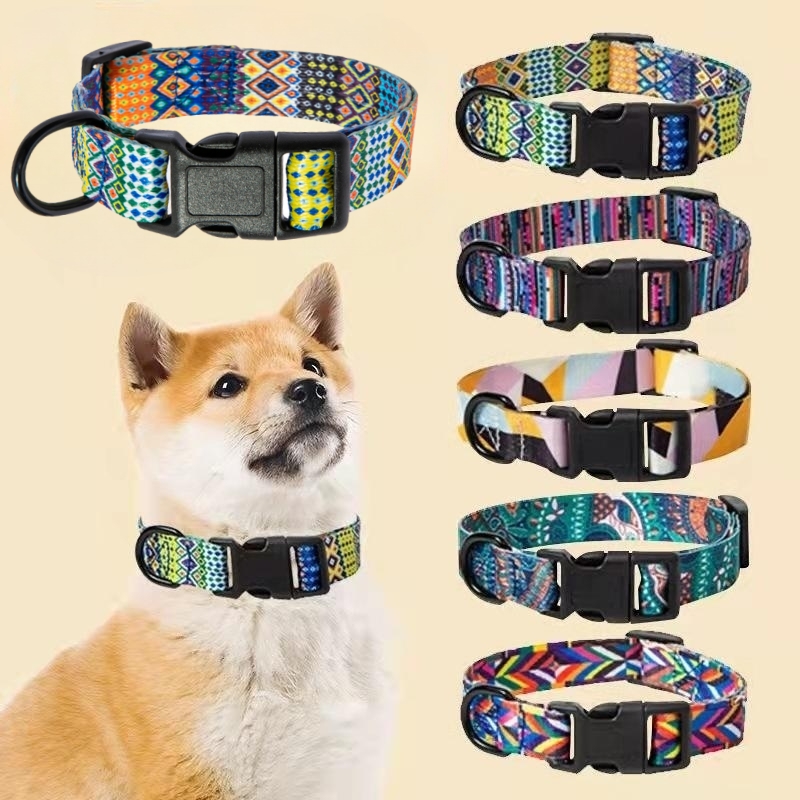 Pet Collar And Leash Set, Dog Bone Print Adjustable Dog Collar Dog Walking  Leash Multi-color Optional Dog Leash - Temu