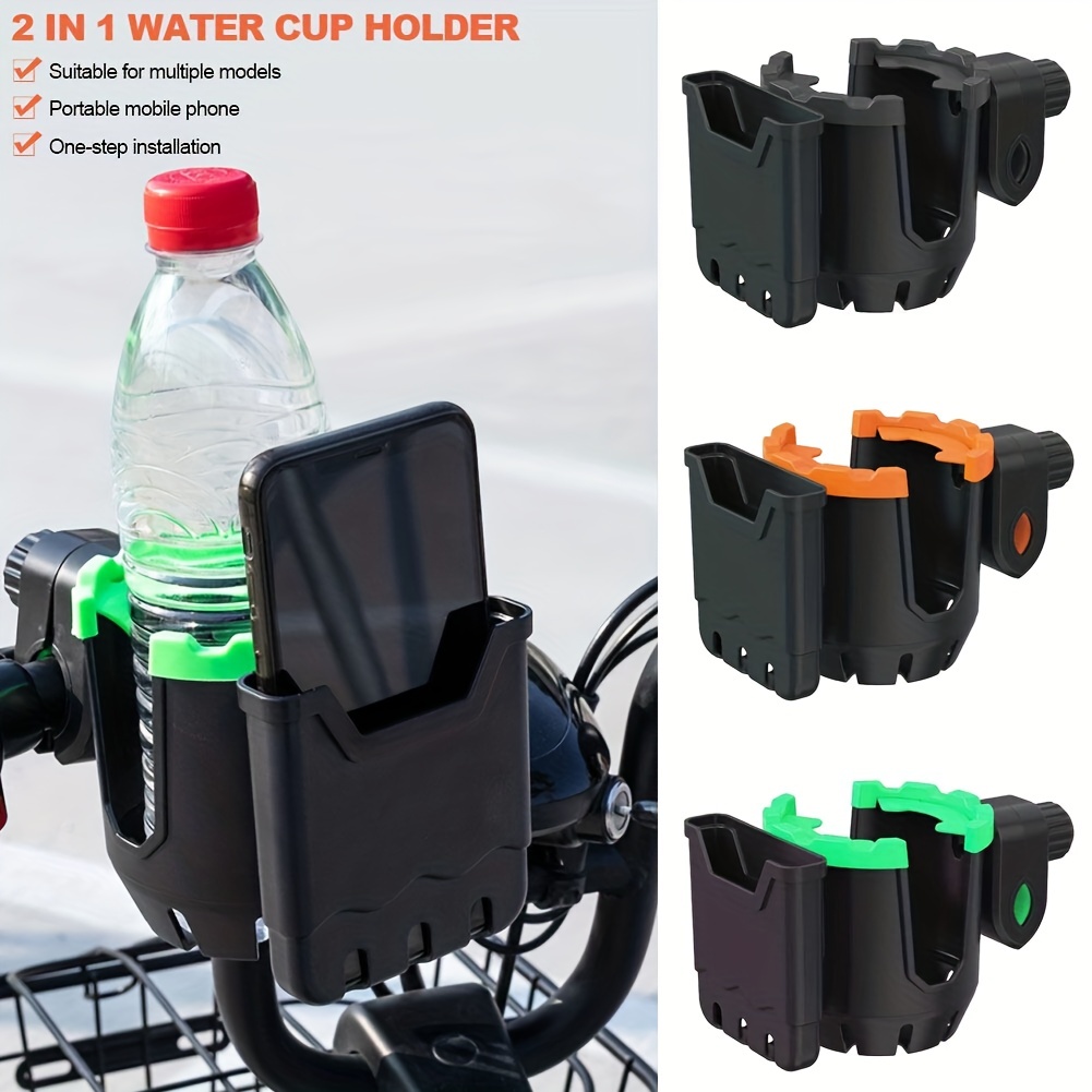 Porte-gobelet pour fauteuil roulant, porte-boisson universel,  porte-bouteille d'eau avec poches en filet, noir