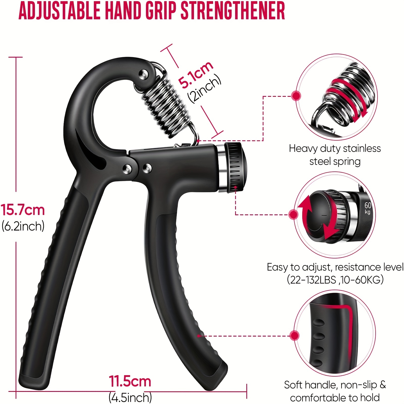 Hand Grip Strengthener Hand Grip Exerciser,Forearm Grip,Hand Squeezer  Adjustable