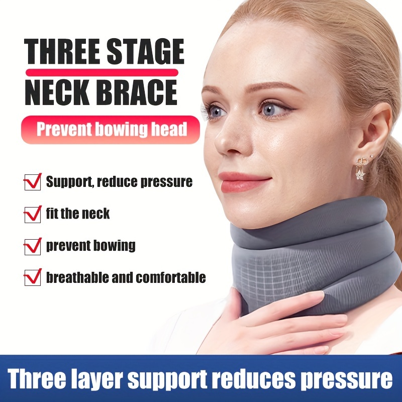 Neck Brace Adjustable Cervical Collar For Sleeping Relief Neck Pain Neck  Support Solid Color Soft Neck Brace