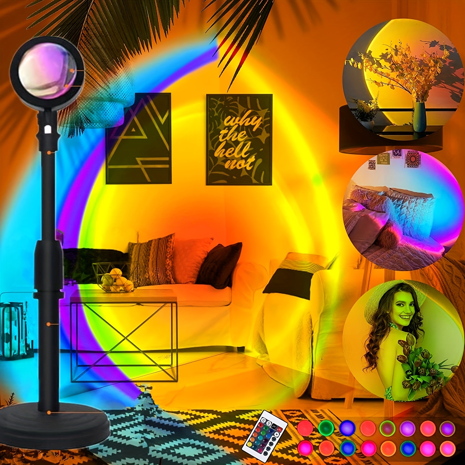 SRXECT Éclairage d'ambiance rotatif, lampe d'ambiance, lampe de coucher de  soleil, décoration de chambre, éclairage d'ambiance, veilleuse d'ondulation  d'eau, projecteur de lumière océan pour chambre/fête/camping : :  Outils et Bricolage