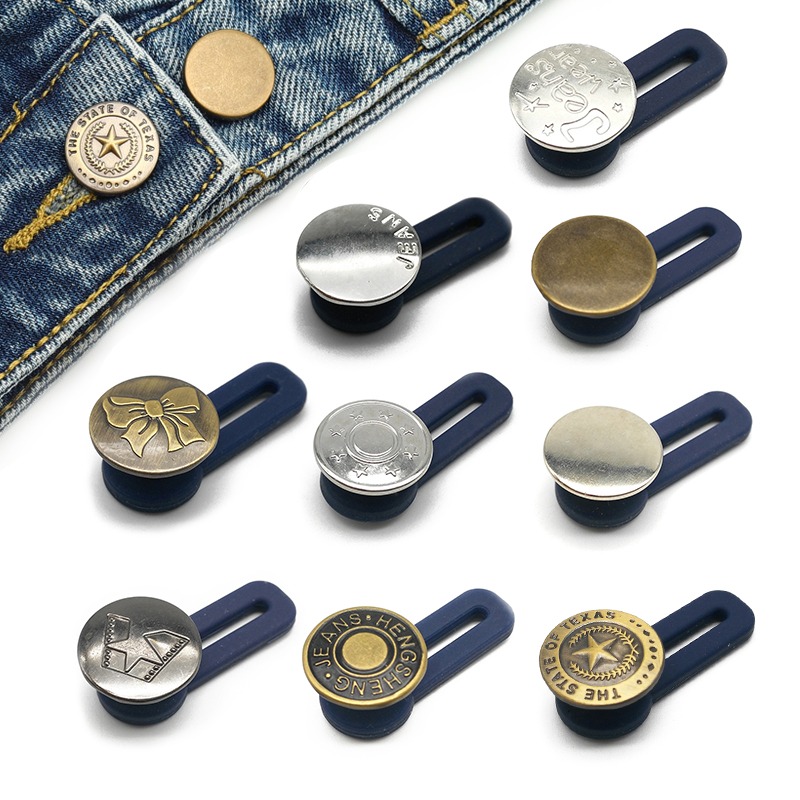 6pcs Flexible Pants Waist Extender Button, No Sew Metal Elastic Spring  Buttons For Jeans Waistband Collar Cuffs Retractable