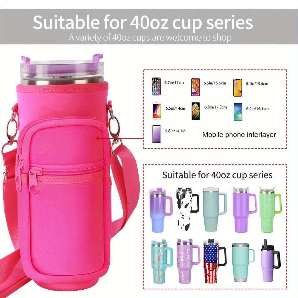 40oz Color Water Bottle Carrier Bag Compatible Tumbler With Handle Water  Bottle Holder Adjustable Shoulder Strap - AliExpress