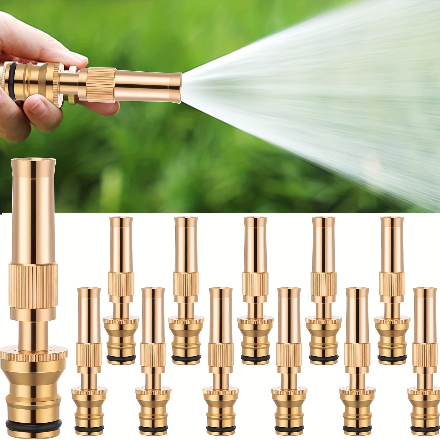High Pressure Hose Nozzle Heavy Duty | Brass Water Hose Nozzles for Garden  Hoses | Adjustable Function | Fits Standard Hoses, Garden Sprayer, Spray