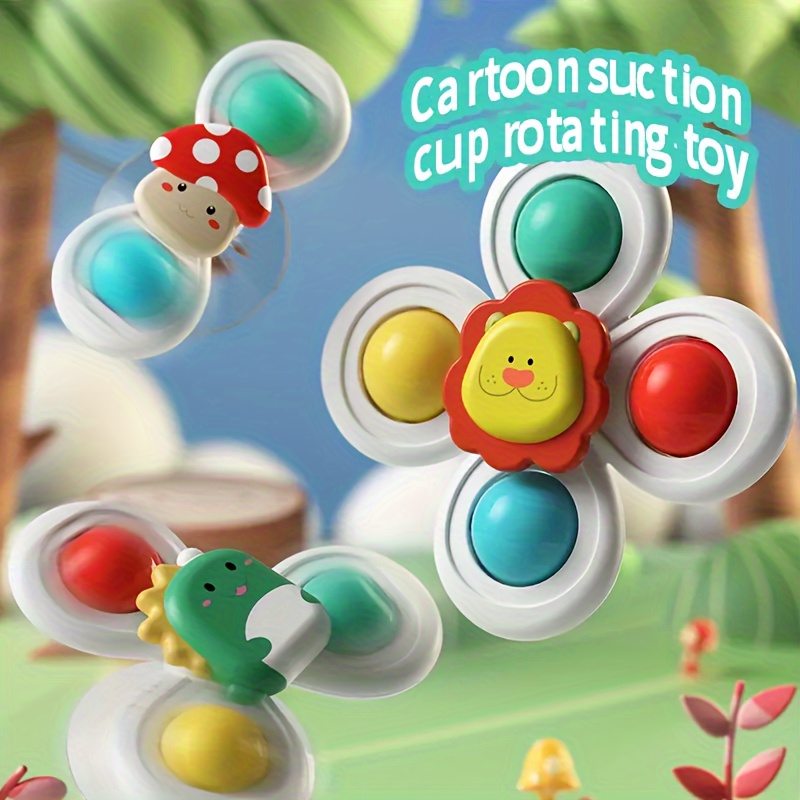 Futata 3X Baby Suction Cup Spinning Top Bath Toy B Spinner Cartoon Toys Toddler Travel Baby Toys 12-18 Months,Sensory Toys for Toddlers 1-3,Birthday