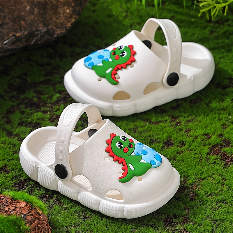 Boys Girls Cartoon Dinosaur Hook And Loop Sandals, Lightweight Non-Slip  Comfy Beach Shoes, Summer