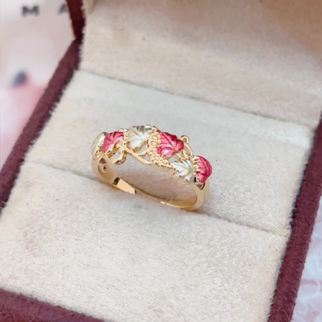 Unisex Copper Leaf Fashion Ring, Elegant Holiday Accessory